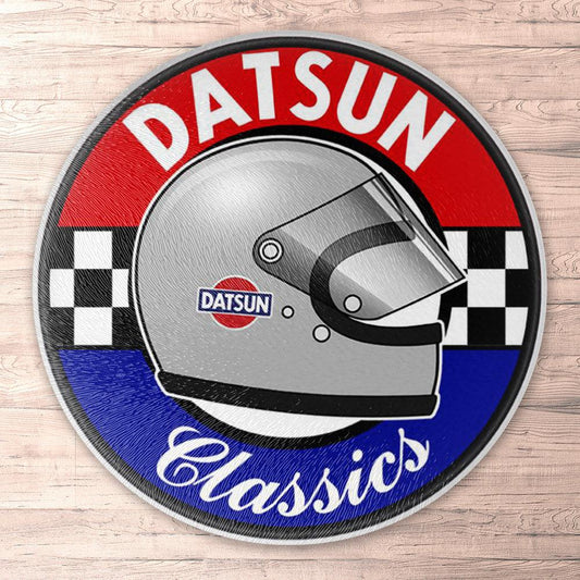 Datsun Classic Runde Skilte , Musemåtte Rundt , Kop Underlag, Underlagssæt-Runde Skilte-Datsun-Garage Culture Shop- garage - man cave - merchandise