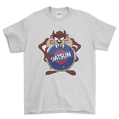 Datsun TAZ Unisex T-Shirt , Bomuld-Beklædning-Datsun-Hvid-S-Forside-Garage Culture Shop- garage - man cave - merchandise