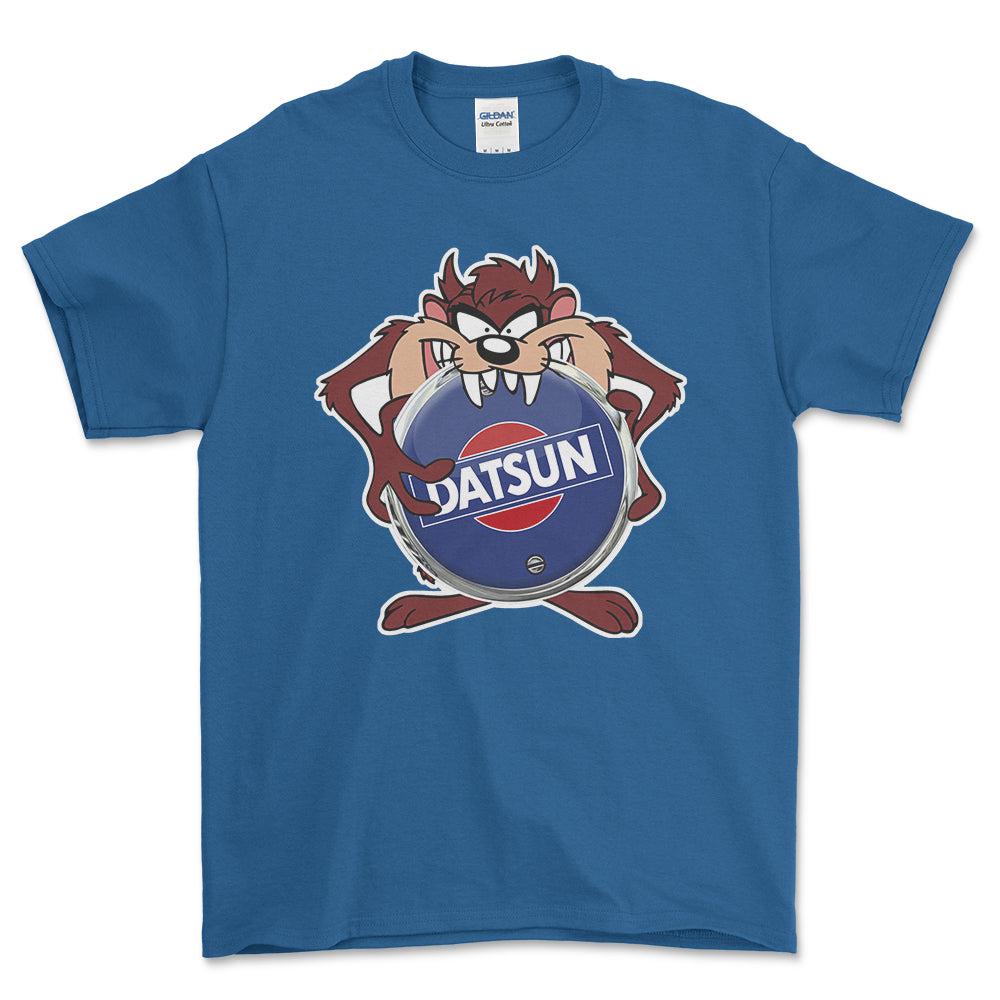 Datsun TAZ Unisex T-Shirt , Bomuld-Beklædning-Datsun-Blå Royal-S-Forside-Garage Culture Shop- garage - man cave - merchandise