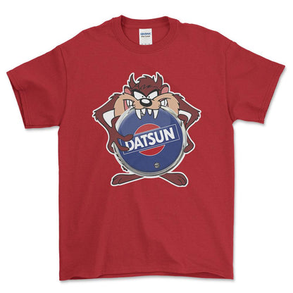 Datsun TAZ Unisex T-Shirt , Bomuld-Beklædning-Datsun-Rød-S-Forside-Garage Culture Shop- garage - man cave - merchandise