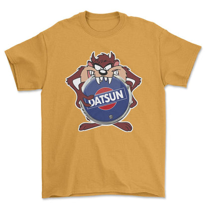 Datsun TAZ Unisex T-Shirt , Bomuld-Beklædning-Datsun-Guld-S-Forside-Garage Culture Shop- garage - man cave - merchandise