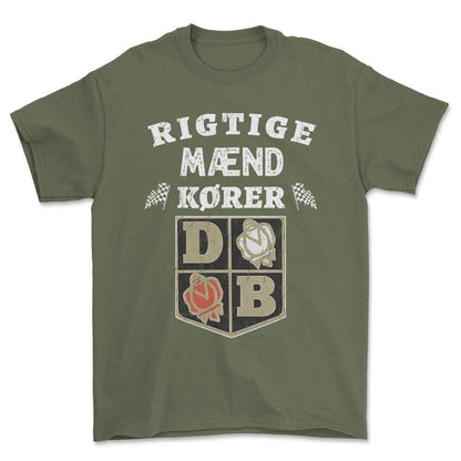 David Brown Rigtige Mænd Kører - Unisex T-Shirt , Bomuld-Beklædning-David Brown-Grøn Militær-S-Forside-Garage Culture Shop- garage - man cave - merchandise