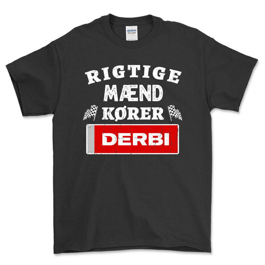 Derbi Rigtige Mænd Kører - Unisex T-Shirt , Bomuld-Beklædning-Derbi-Sort-S-Forside-Garage Culture Shop- garage - man cave - merchandise