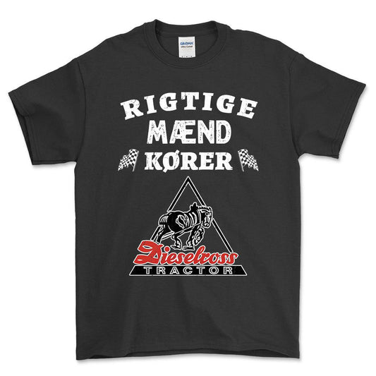 Dieselross Rigtige Mænd Kører - Unisex T-Shirt , Bomuld-Beklædning-Dieselross-Sort-S-Forside-Garage Culture Shop- garage - man cave - merchandise