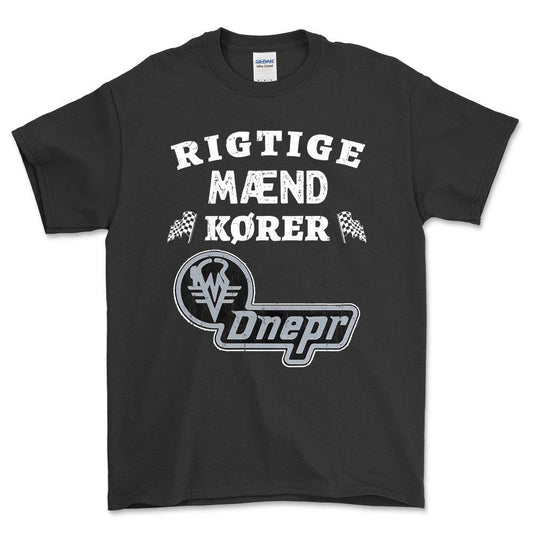 Dnepr Rigtige Mænd Kører - Unisex T-Shirt , Bomuld-Beklædning-Dnepr-Sort-S-Forside-Garage Culture Shop- garage - man cave - merchandise