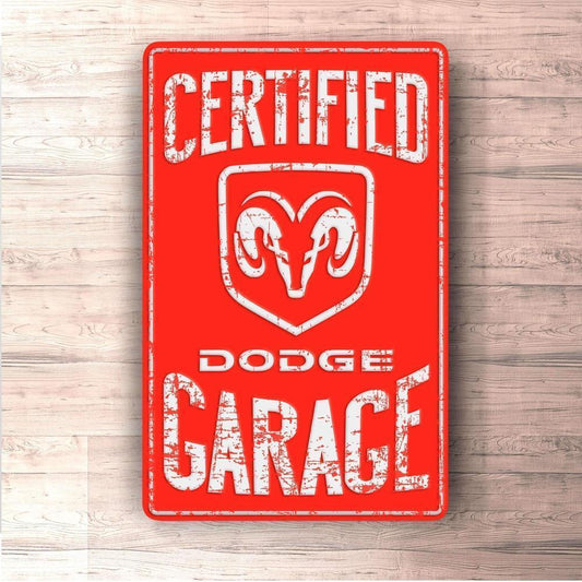 Dodge Certified Garage Skilte, Musemåtte, Dørmåtte-Skilte-Dodge-Garage Culture Shop- garage - man cave - merchandise