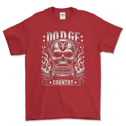 Dodge RAM - Dodge Country - Unisex T-Shirt , Bomuld-Beklædning-Dodge-Rød-S-Forside-Garage Culture Shop- garage - man cave - merchandise