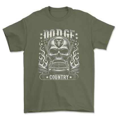 Dodge RAM - Dodge Country - Unisex T-Shirt , Bomuld-Beklædning-Dodge-Grøn Militær-S-Forside-Garage Culture Shop- garage - man cave - merchandise