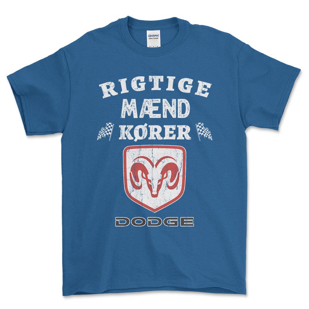 Dodge Rigtige Mænd Kører - Unisex T-Shirt , Bomuld-Beklædning-Dodge-Blå Royal-S-Forside-Garage Culture Shop- garage - man cave - merchandise