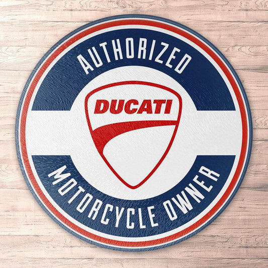 Ducati Authorized Motorcycle Owner, Runde Skilte , Musemåtte Rundt , Kop Underlag, Underlagssæt-Runde Skilte-Ducati-Garage Culture Shop- garage - man cave - merchandise