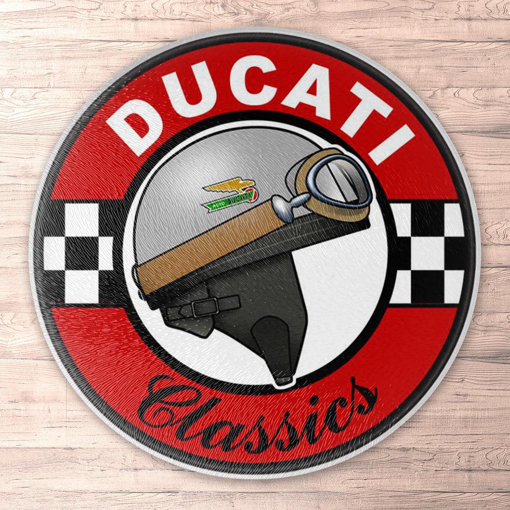 Ducati Classics Runde Skilte , Musemåtte Rundt , Kop Underlag, Underlagssæt-Runde Skilte-Ducati-Garage Culture Shop- garage - man cave - merchandise