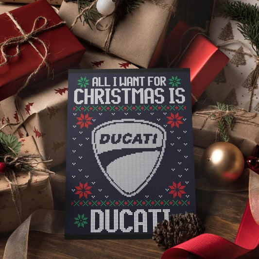 Ducati Juleskilte All I Want For Christmas Is Skilte, Musemåtte, Dørmåtte-Skilte-Ducati-Garage Culture Shop- garage - man cave - merchandise