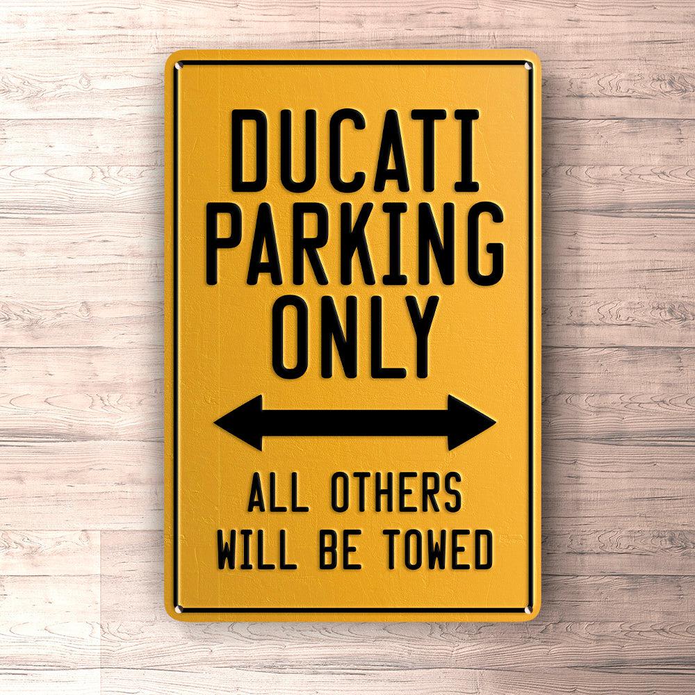 Ducati Parking Only Skilte, Musemåtte, Dørmåtte-Parking skilte-Ducati-Garage Culture Shop- garage - man cave - merchandise