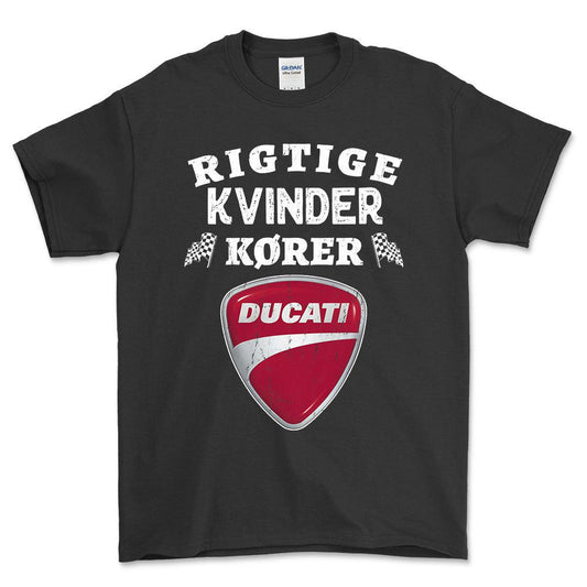 Ducati Rigtige Kvinder Kører - Unisex T-Shirt , Bomuld-Beklædning-Ducati-Sort-S-Forside-Garage Culture Shop- garage - man cave - merchandise