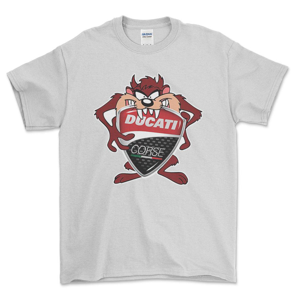 Ducati TAZ Unisex T-Shirt , Bomuld-Beklædning-Ducati-Hvid-S-Forside-Garage Culture Shop- garage - man cave - merchandise