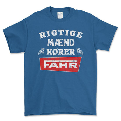 Fahr Rigtige Mænd Kører - Unisex T-Shirt , Bomuld-Beklædning-Fahr-Blå Royal-S-Forside-Garage Culture Shop- garage - man cave - merchandise