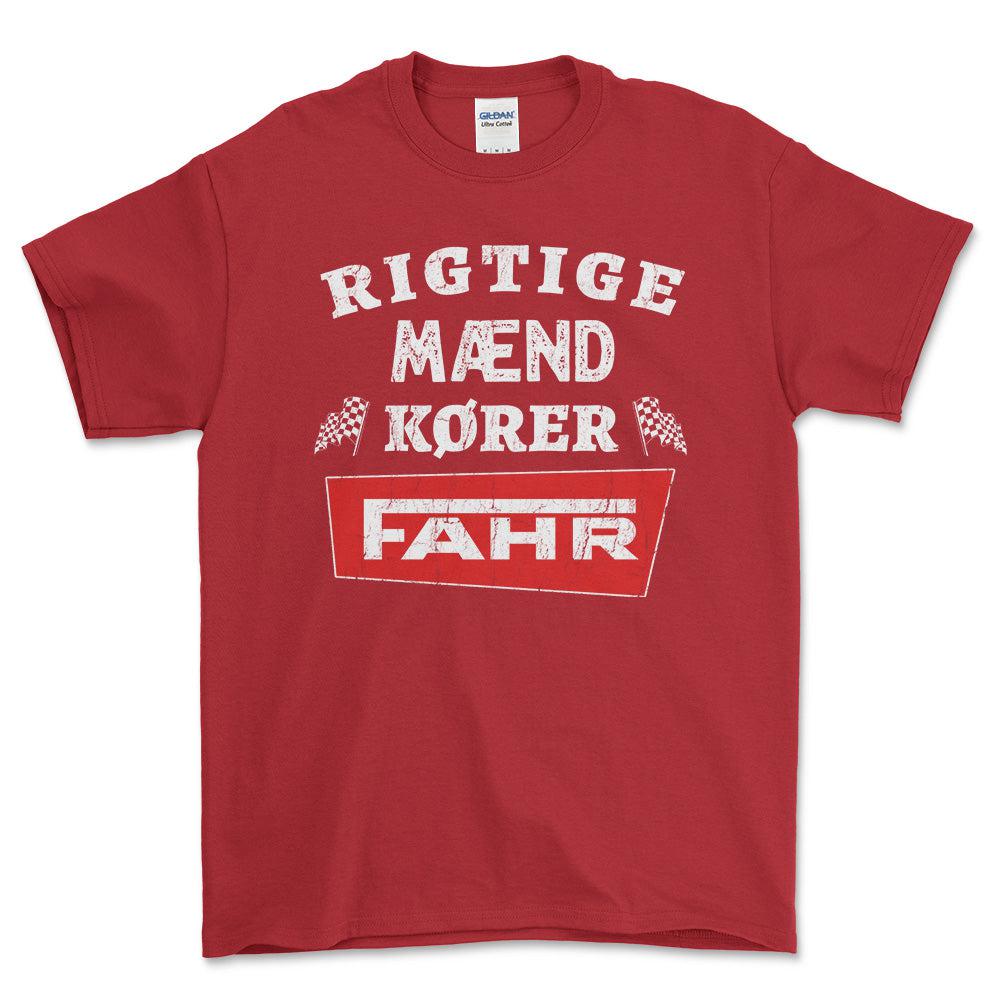 Fahr Rigtige Mænd Kører - Unisex T-Shirt , Bomuld-Beklædning-Fahr-Rød-S-Forside-Garage Culture Shop- garage - man cave - merchandise
