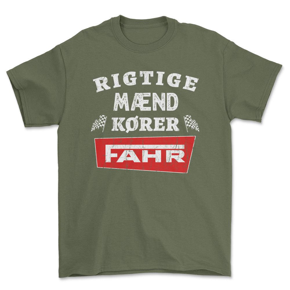 Fahr Rigtige Mænd Kører - Unisex T-Shirt , Bomuld-Beklædning-Fahr-Grøn Militær-S-Forside-Garage Culture Shop- garage - man cave - merchandise