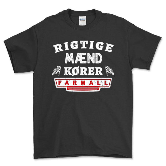 Farmall Rigtige Mænd Kører - Unisex T-Shirt , Bomuld-Beklædning-Farmall-Sort-S-Forside-Garage Culture Shop- garage - man cave - merchandise