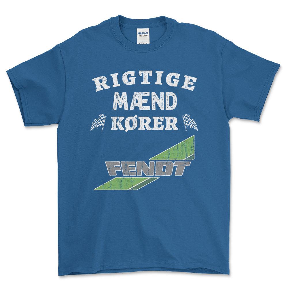 Fendt Rigtige Mænd Kører - Unisex T-Shirt , Bomuld-Beklædning-Fendt-Blå Royal-S-Forside-Garage Culture Shop- garage - man cave - merchandise