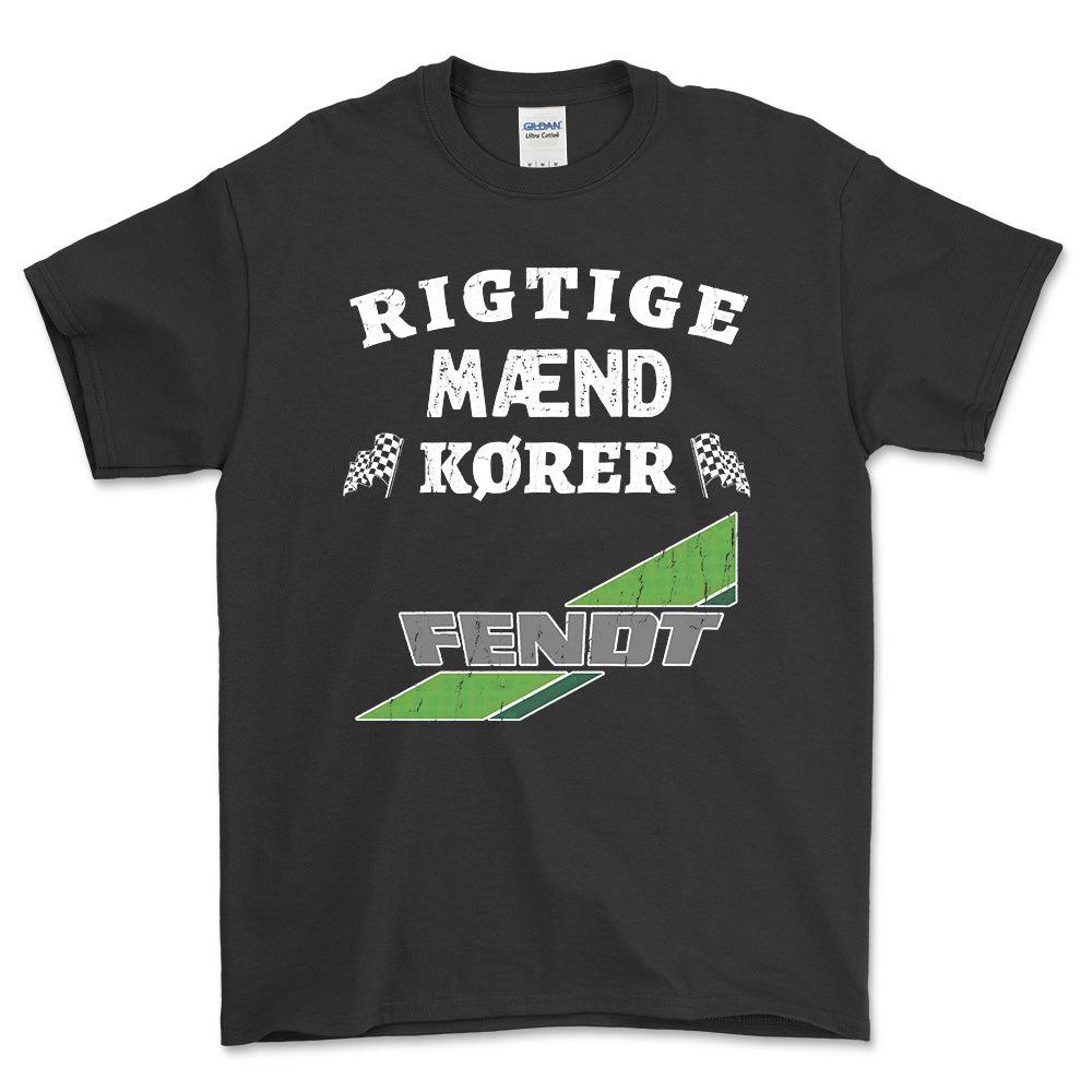 Fendt Rigtige Mænd Kører - Unisex T-Shirt , Bomuld-Beklædning-Fendt-Sort-S-Forside-Garage Culture Shop- garage - man cave - merchandise