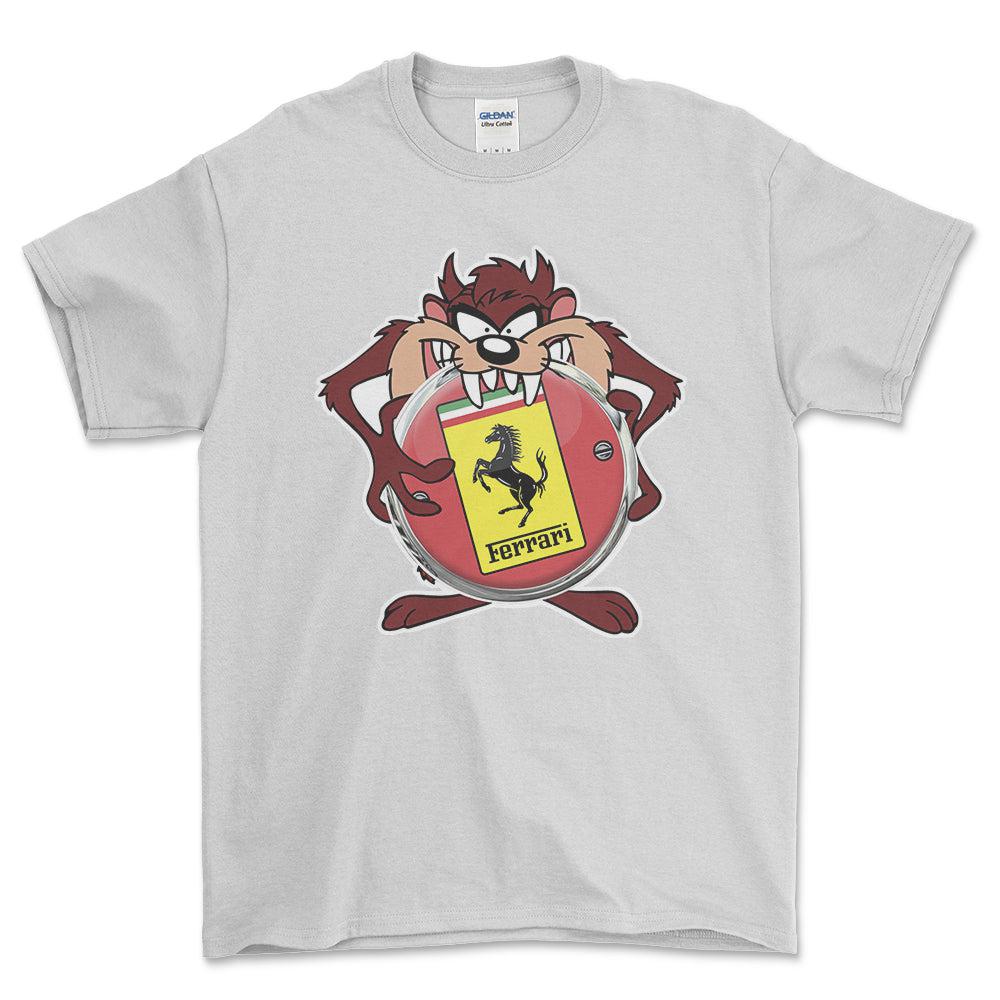 Ferrari TAZ Unisex T-Shirt , Bomuld-Beklædning-Ferrari-Hvid-S-Forside-Garage Culture Shop- garage - man cave - merchandise