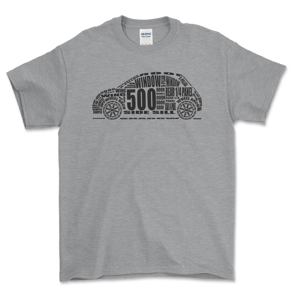 Fiat 500 Unisex Unisex T-Shirt , Bomuld-Beklædning-Fiat-Grå Sport-S-Forside-Garage Culture Shop- garage - man cave - merchandise