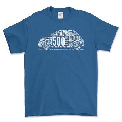 Fiat 500 Unisex Unisex T-Shirt , Bomuld-Beklædning-Fiat-Blå Royal-S-Forside-Garage Culture Shop- garage - man cave - merchandise