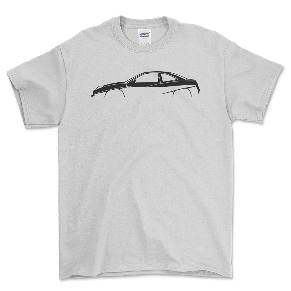 Fiat Coupe 1993-2000 Silhuet - Unisex T-Shirt , Bomuld-Beklædning-Fiat-Hvid-S-Forside-Garage Culture Shop- garage - man cave - merchandise