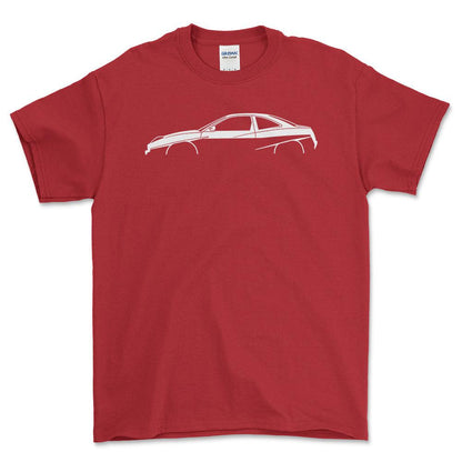 Fiat Coupe 1993-2000 Silhuet - Unisex T-Shirt , Bomuld-Beklædning-Fiat-Rød-S-Forside-Garage Culture Shop- garage - man cave - merchandise