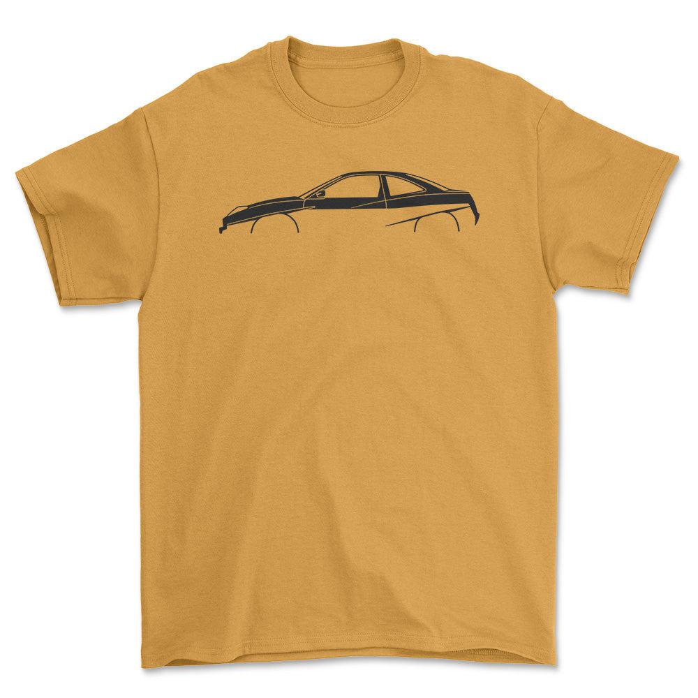 Fiat Coupe 1993-2000 Silhuet - Unisex T-Shirt , Bomuld-Beklædning-Fiat-Guld-S-Forside-Garage Culture Shop- garage - man cave - merchandise