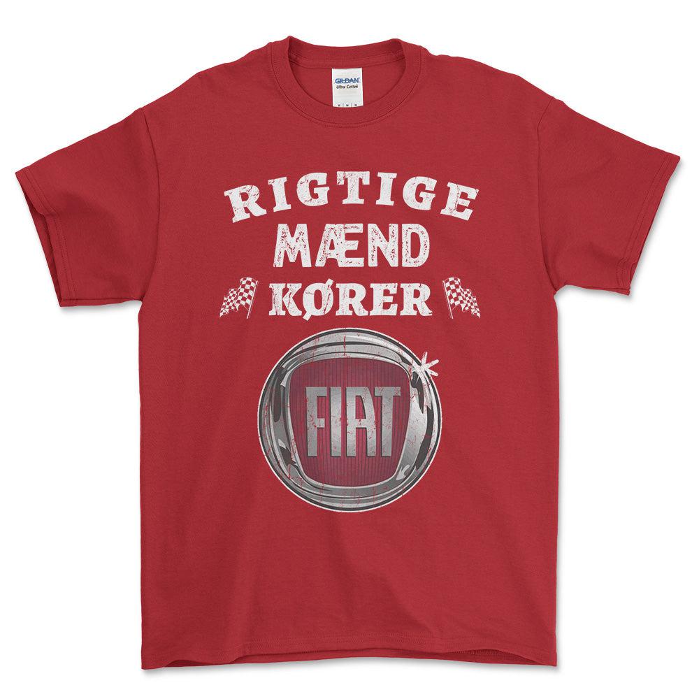 Fiat Rigtige Mænd Kører - Unisex T-Shirt , Bomuld-Beklædning-Fiat-Rød-S-Forside-Garage Culture Shop- garage - man cave - merchandise