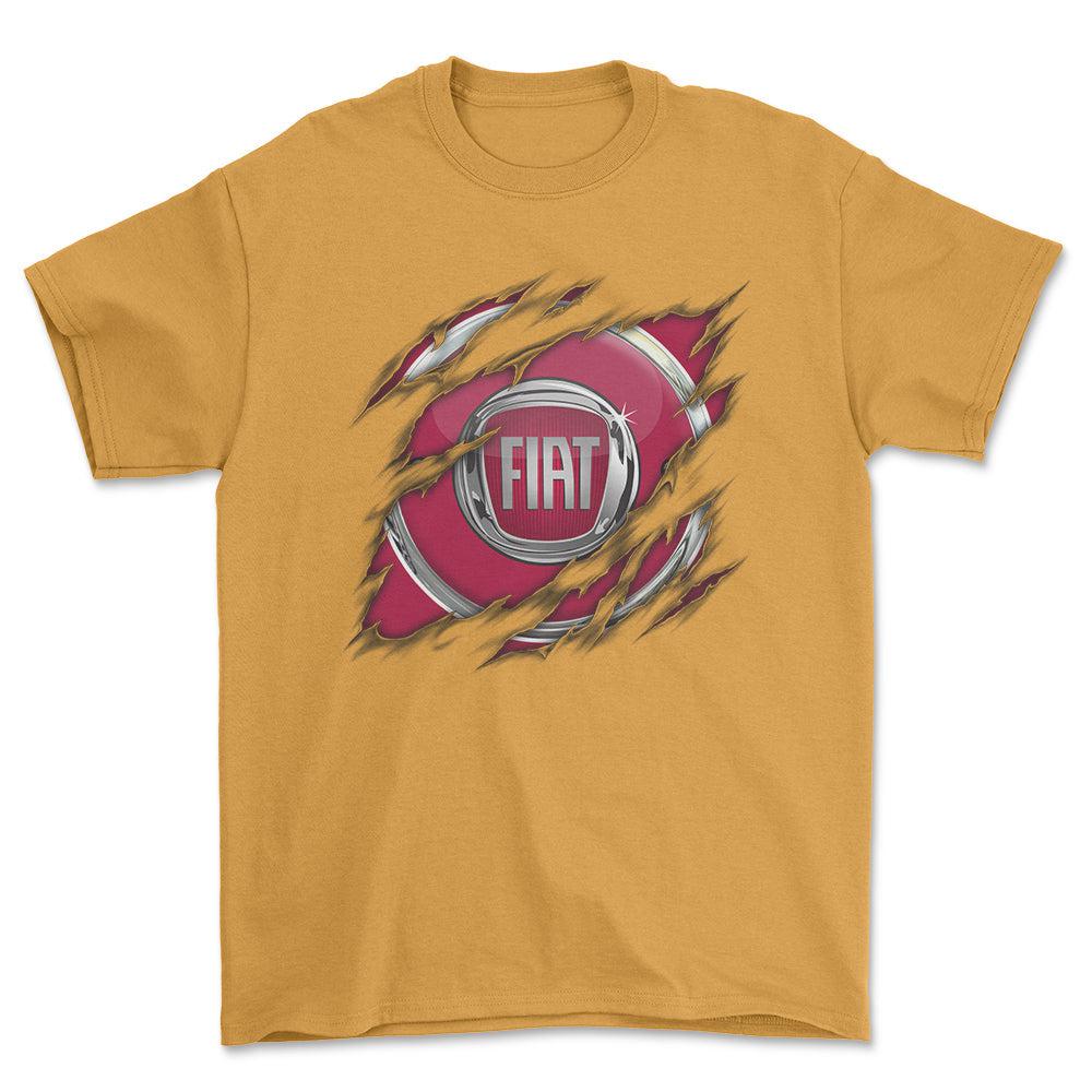 Fiat Ripped Unisex T-Shirt , Bomuld-Beklædning-Fiat-Guld-S-Forside-Garage Culture Shop- garage - man cave - merchandise