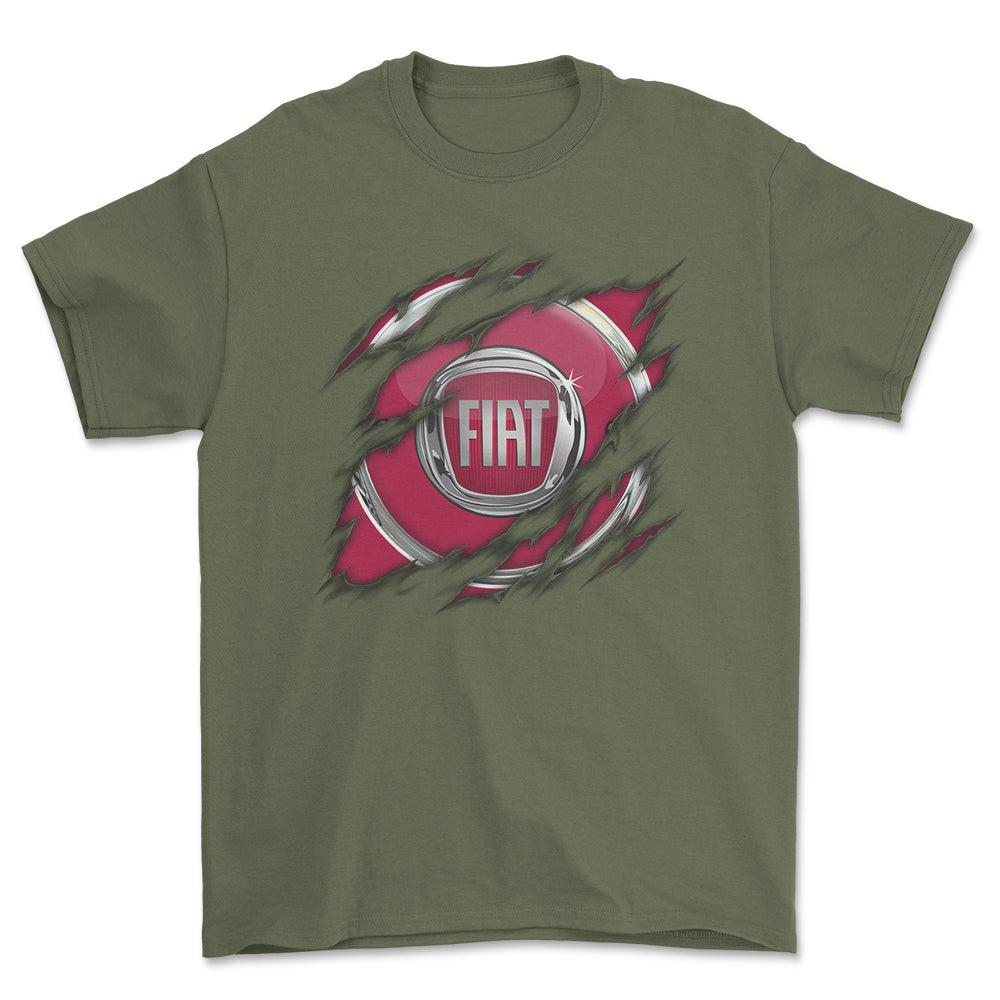 Fiat Ripped Unisex T-Shirt , Bomuld-Beklædning-Fiat-Grøn Militær-S-Forside-Garage Culture Shop- garage - man cave - merchandise