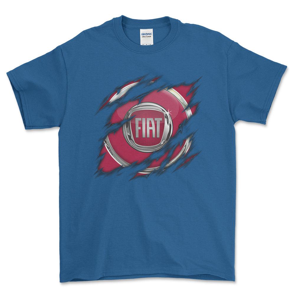 Fiat Ripped Unisex T-Shirt , Bomuld-Beklædning-Fiat-Blå Royal-S-Forside-Garage Culture Shop- garage - man cave - merchandise