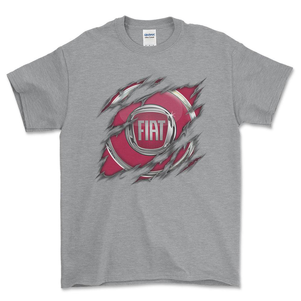 Fiat Ripped Unisex T-Shirt , Bomuld-Beklædning-Fiat-Grå Sport-S-Forside-Garage Culture Shop- garage - man cave - merchandise