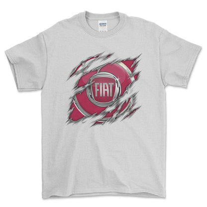 Fiat Ripped Unisex T-Shirt , Bomuld-Beklædning-Fiat-Hvid-S-Forside-Garage Culture Shop- garage - man cave - merchandise