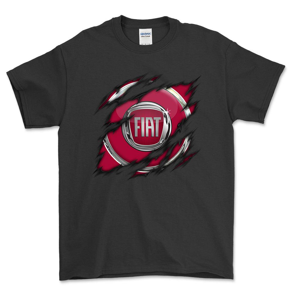 Fiat Ripped Unisex T-Shirt , Bomuld-Beklædning-Fiat-Sort-S-Forside-Garage Culture Shop- garage - man cave - merchandise