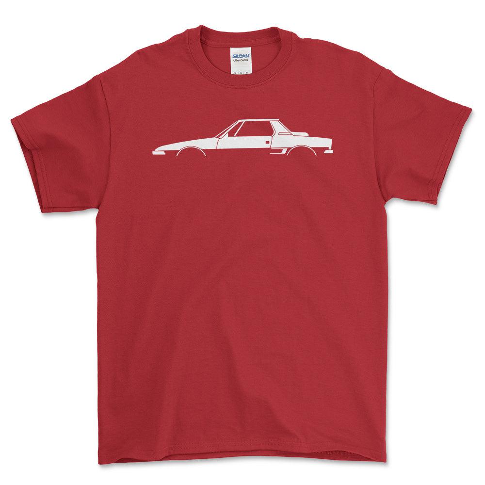 Fiat X1/9 Silhuet - Unisex T-Shirt , Bomuld-Beklædning-Fiat-Rød-S-Forside-Garage Culture Shop- garage - man cave - merchandise