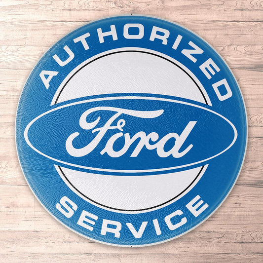 Ford Authorized Ford Service Runde Skilte , Musemåtte Rundt , Kop Underlag, Underlagssæt-Runde Skilte-Ford-Garage Culture Shop- garage - man cave - merchandise