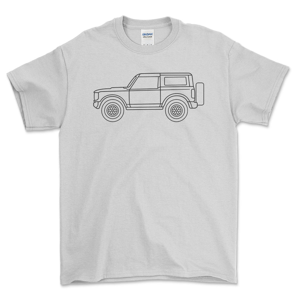 Ford Bronco Wildtrak 2-Door Outline - Unisex T-Shirt , Bomuld-Beklædning-Ford-Hvid-S-Forside-Garage Culture Shop- garage - man cave - merchandise