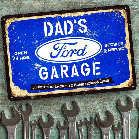 Ford Dads Garage Skilte, Musemåtte, Dørmåtte-Skilte-Ford-Garage Culture Shop- garage - man cave - merchandise