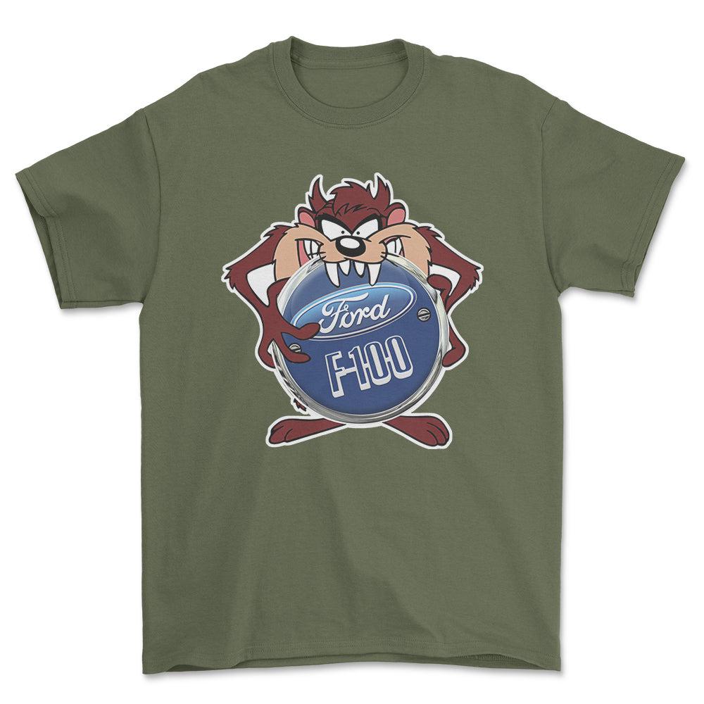 Ford F100 TAZ Unisex T-Shirt , Bomuld-Beklædning-Ford-Grøn Militær-S-Forside-Garage Culture Shop- garage - man cave - merchandise