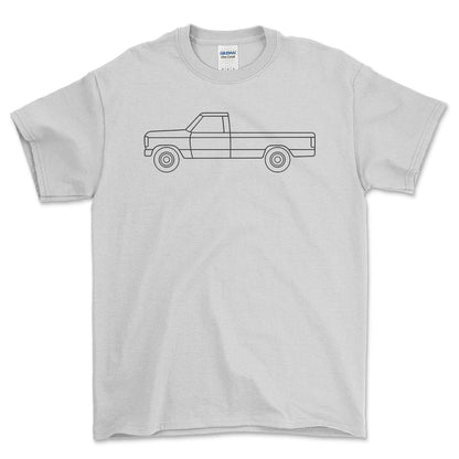 Ford F150 Ranger 1980 Outline - Unisex T-Shirt , Bomuld-Beklædning-Ford-Hvid-S-Forside-Garage Culture Shop- garage - man cave - merchandise