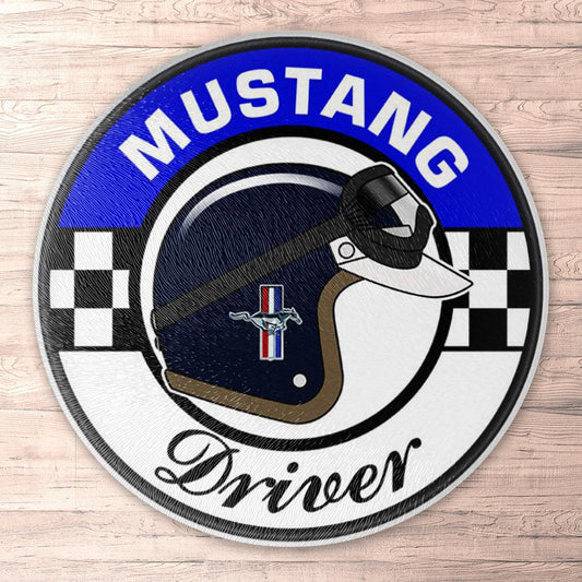 Ford Mustang Driver Runde Skilte , Musemåtte Rundt , Kop Underlag, Underlagssæt-Runde Skilte-Ford-Garage Culture Shop- garage - man cave - merchandise