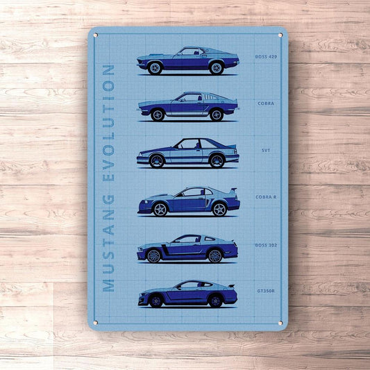 Ford Mustang Generation Patent Blueprint Skilte, Musemåtte, Dørmåtte-Blueprint-Ford-Garage Culture Shop- garage - man cave - merchandise