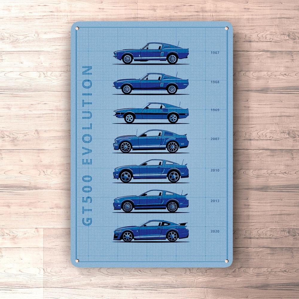 Ford Mustang Gt500 Generation Patent Blueprint Skilte, Musemåtte, Dørmåtte-Blueprint-Ford-Garage Culture Shop- garage - man cave - merchandise