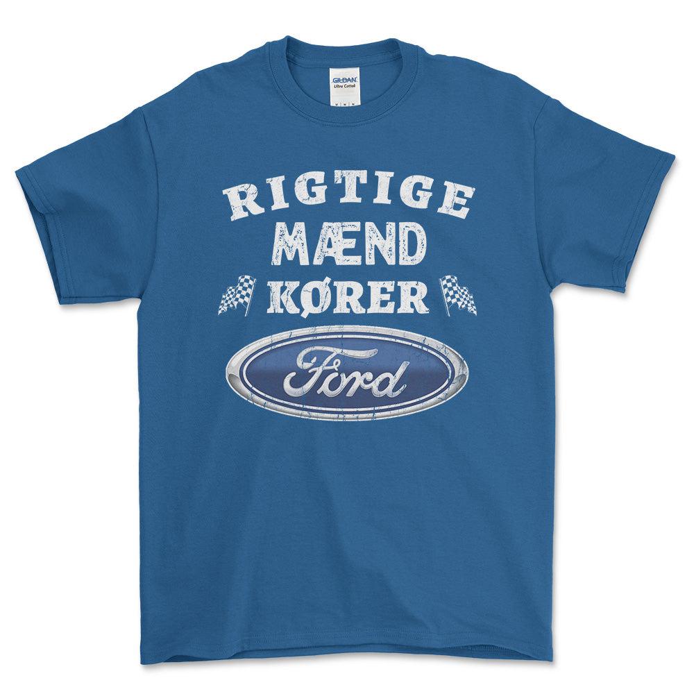 Ford Rigtige Mænd Kører - Unisex T-Shirt , Bomuld-Beklædning-Ford-Blå Royal-S-Forside-Garage Culture Shop- garage - man cave - merchandise