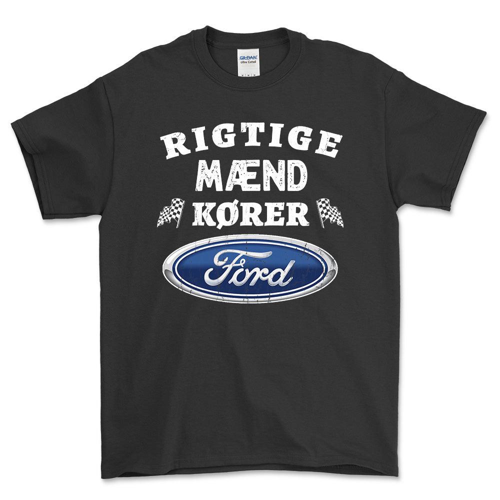 Ford Rigtige Mænd Kører - Unisex T-Shirt , Bomuld-Beklædning-Ford-Sort-S-Forside-Garage Culture Shop- garage - man cave - merchandise