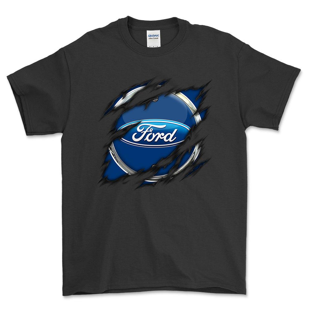 Ford Ripped Unisex T-Shirt , Bomuld-Beklædning-Ford-Sort-S-Forside-Garage Culture Shop- garage - man cave - merchandise